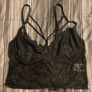 Black lace crop top